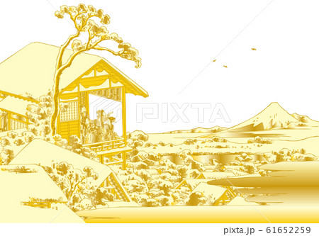 葛飾北斎イメージ礫川雪ノ旦金白バック 61652259