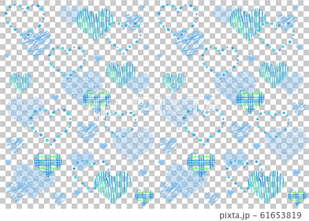 色々な模様のハート背景 青のイラスト素材