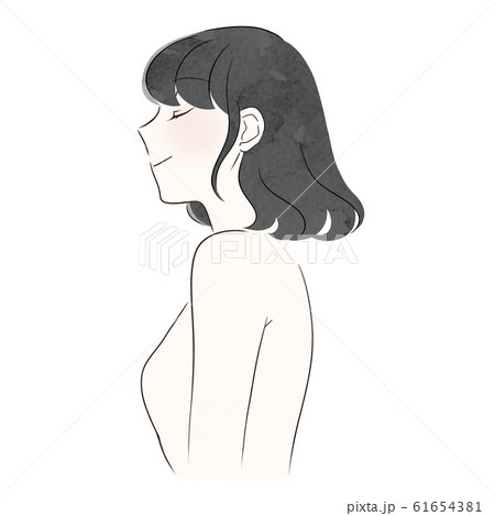 横顔 女性のイラスト素材