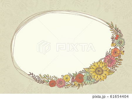 アンティークカラー ベージュ レトロな花柄の背景素材 手書きイラスト 結婚式招待状 サロンdmのイラスト素材