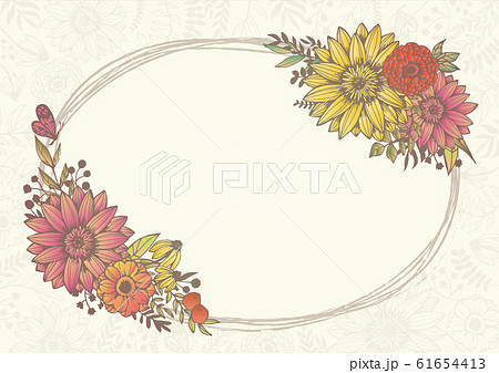 アンティークカラー ホワイト レトロな花柄の背景素材 手書きイラスト 結婚式招待状 サロンdmのイラスト素材