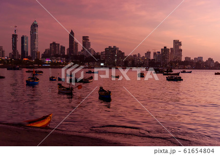 View of Haji Ali bay and coast with skyline at View of Haji Ali bay and coast with skyline at 61654804