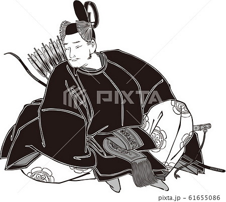 浮世絵 武士 その23 白黒のイラスト素材