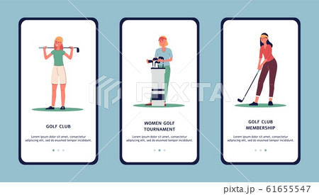 Women golf club or tournament - app design, flat vector illustration isolated. Women golf club or tournament - app design, flat vector illustration isolated. 61655547