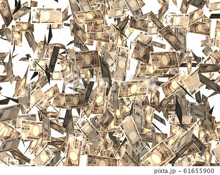 舞う紙幣　白バック 61655900