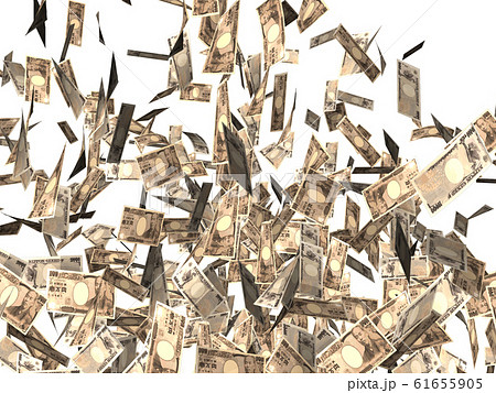 舞う紙幣　白バック 61655905