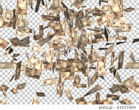 Dancing paper money white background 61655909