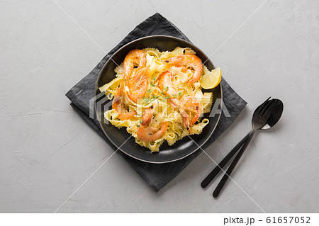 Pasta reginette with seafood, shrimps, mussels Pasta reginette with seafood, shrimps, mussels 61657052