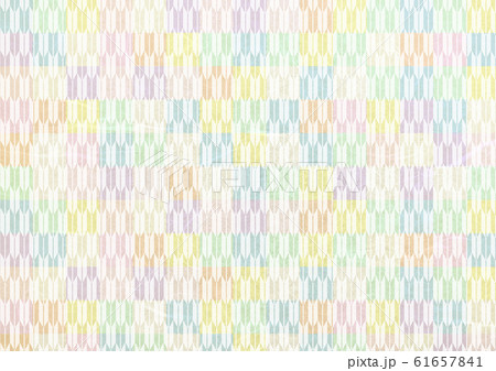 ベージュ基調のカラフルポップな矢絣和紙テクスチャ背景素材のイラスト素材