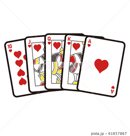 トランプのイラスト カジノのポーカーゲームで一番強いハンドのロイヤルストレートフラッシュ のイラスト素材 61657867 Pixta