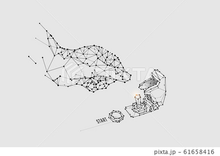 The particles, geometric art, line and dot of 61658416