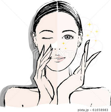 女性　鼻パック　ビフォーアフター 61658983