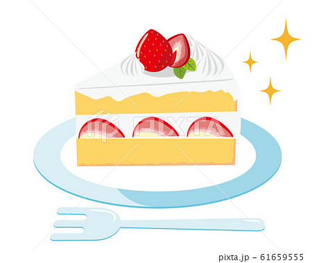 ショートケーキ 苺 生クリーム 皿のイラスト素材