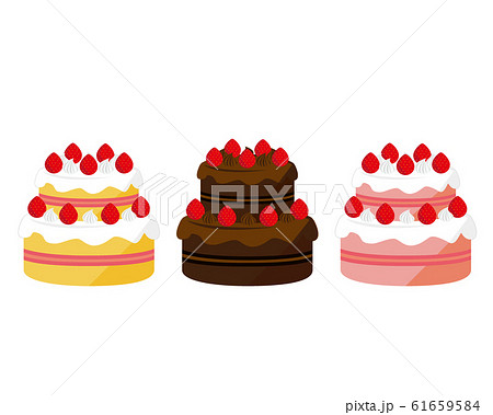 ショートケーキ 苺 生クリーム チョコレートケーキ ベリーケーキのイラスト素材