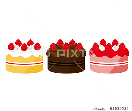 ショートケーキ 苺 生クリーム チョコレートケーキ ベリーケーキのイラスト素材