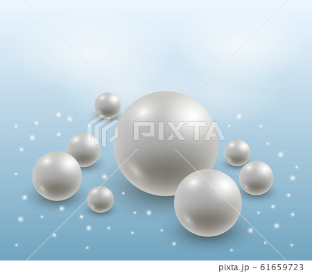 Abstract background with realistic 3d pearls. Elegant luxurious design, white and blue. Vector illustration 61659723