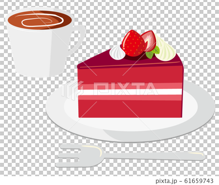 Cake, berry, strawberry, coffee, plate 61659743