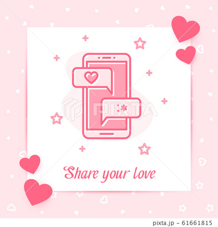 Mobile phone love chat message valentine card icon 61661815