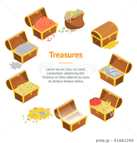 Treasure Banner Card Circle 3d Isometric View. Vector 61662260