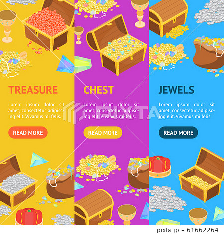 Treasure Banner Vecrtical Set 3d Isometric View. Vector 61662264