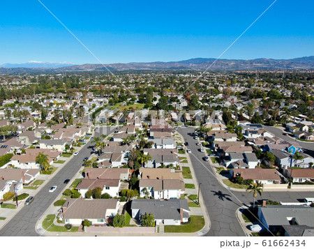 Aerial view of residential neighborhood in Irvine, California Aerial view of residential neighborhood in Irvine, California 61662434