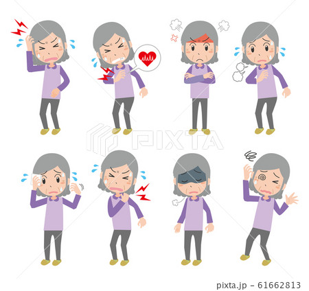 おばあさん　女性　更年期障害　更年期　症状　セット 61662813
