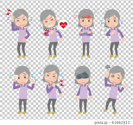 おばあさん　女性　更年期障害　更年期　症状　セット 61662813