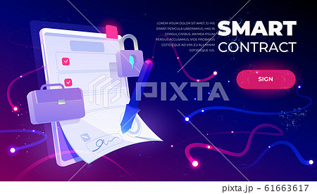 Smart contract web banner, e-signature document 61663617