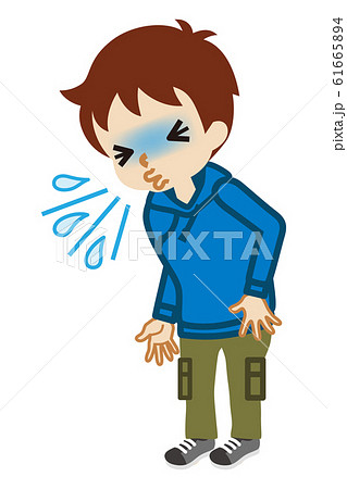 くしゃみをする男の子 風邪の症状 全身のイラスト素材