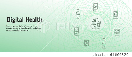 Digital Health Icon Set with Wearable Technology 61666320