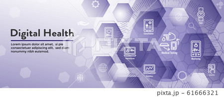 Digital Health Icon Set with Wearable Technology 61666321