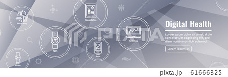 Digital Health Icon Set with Wearable Technology 61666325
