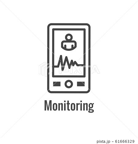 Digital Health Icon w Wearable Technology or 61666329