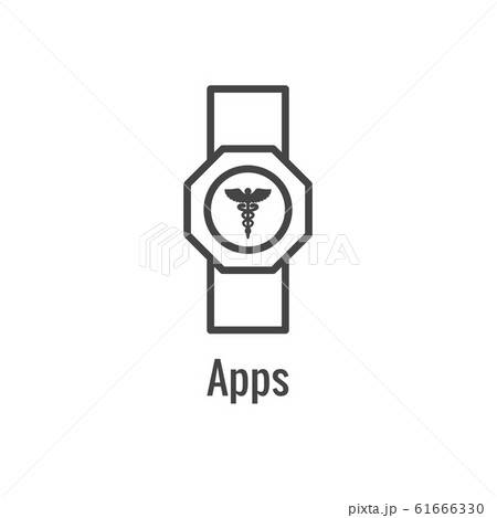 Digital Health Icon w Wearable Technology or 61666330