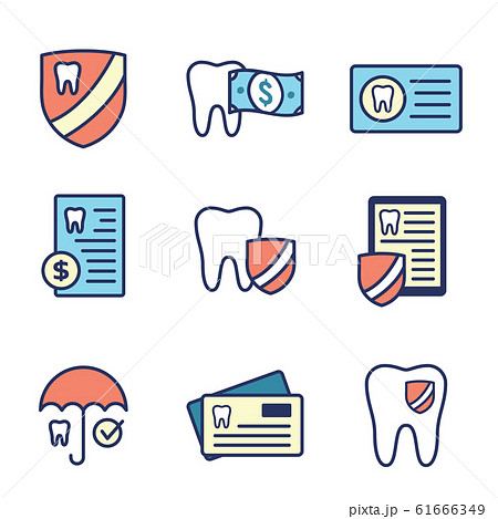 Dental Insurance Outline Icon set with tooth image 61666349