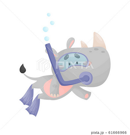 Cartoon Rhino Wearing Diving Suit Snorkeling Underwater Vector Illustration Cartoon Rhino Wearing Diving Suit Snorkeling Underwater Vector Illustration 61666966