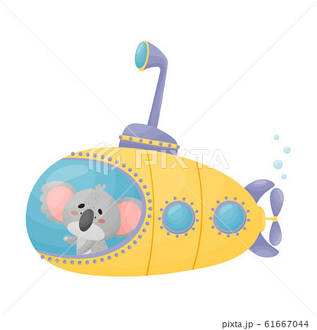 Cute Koala Looking Out of Submarine Window Vector Illustration 61667044
