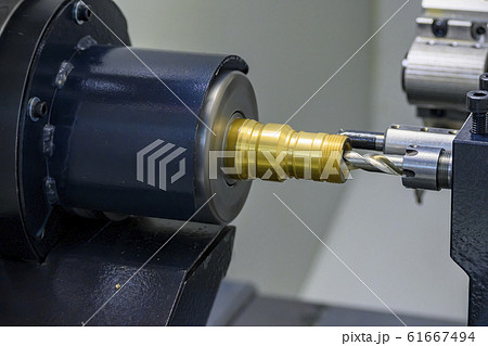 The CNC lathe machine bore cutting. 61667494