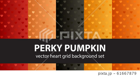 Heart pattern set Perky Pumpkin. Vector seamless 61667879