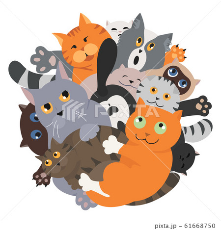Cat Poster Cartoon Cat Characters Collection のイラスト素材