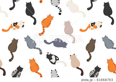 Cats poses behind. Cat`s butts. Flat design 61668763