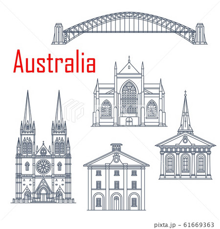 Australian travel landmarks set, vector 61669363