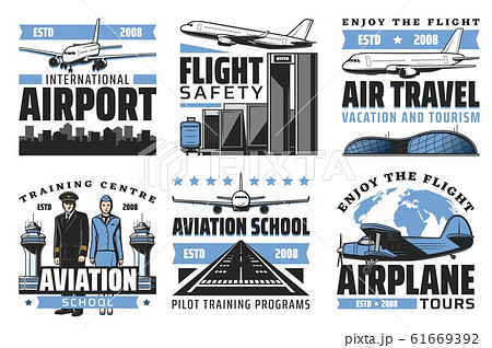 Airlines, airport, aviation vector icons 61669392