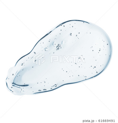 Cosmetic liquid transparent clear blue gel smudge with bubbles isolated on white background Cosmetic liquid transparent clear blue gel smudge with bubbles isolated on white background 61669491