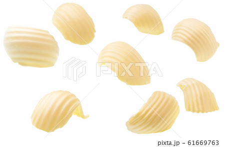 different butter curls or rolls isolated on white different butter curls or rolls isolated on white 61669763