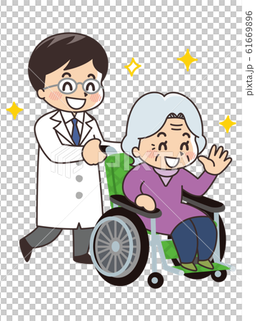 Doctor elderly woman wheelchair Doctor elderly woman wheelchair 61669896