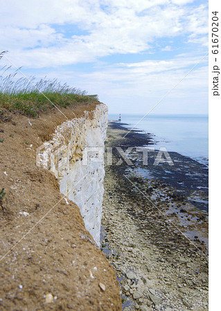 イギリス セブンシスターズ 景色 白い壁の写真素材