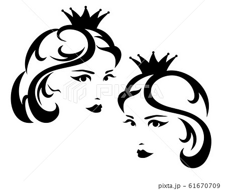 royal princess wearing crown black and white vector portrait 61670709
