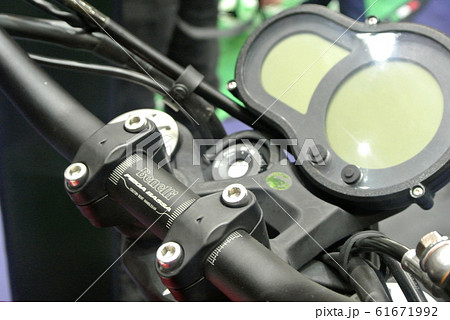 BENELLI motorcycle brand and logos at the motorcycle body. BENELLI motorcycle is originally made in Italy but now manufactured by China 61671992