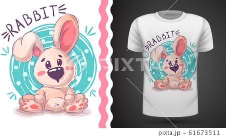 Cute Teddy Rabbit Mockup For Your Ideaのイラスト素材